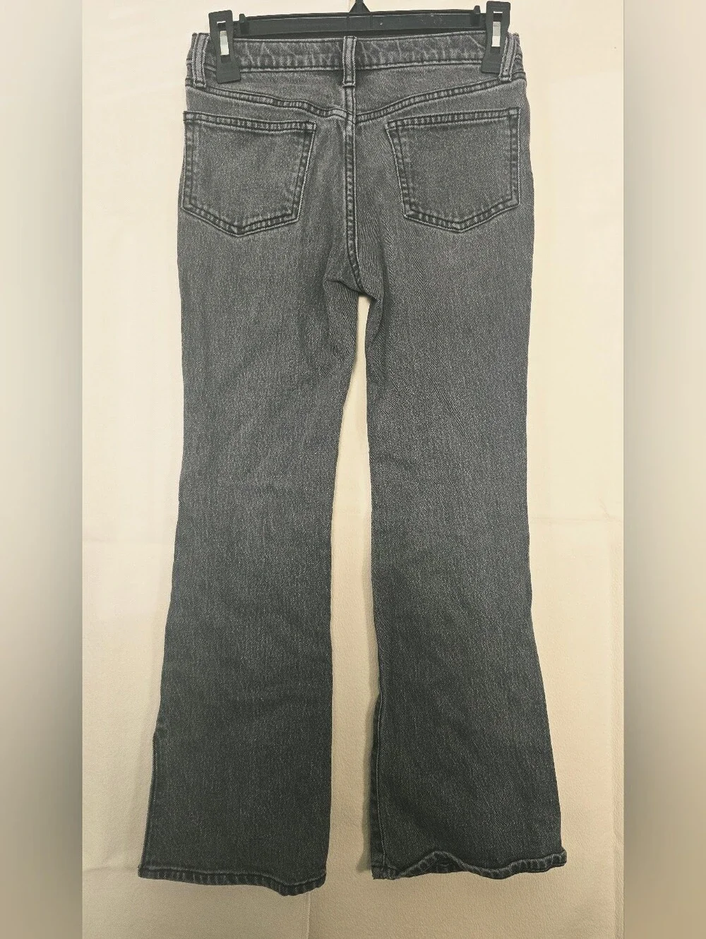 Old Navy Charcoal Gray High-Rise Button-Fly Flare Jeans with Hem Slits
